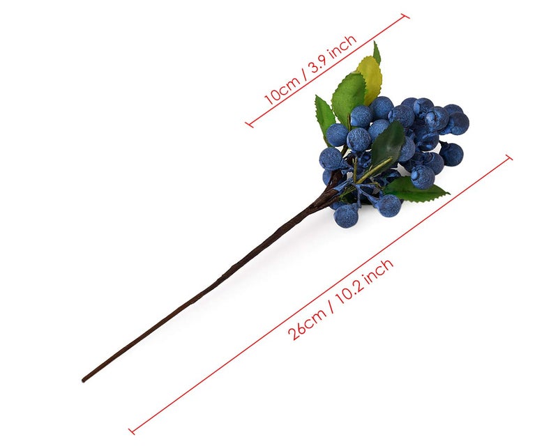 DS.DISTINCTIVE STYLE DS. DISTINCTIVE STYLE Artificial Blueberries 4 Pieces Lifelike Faux Fruit Berries Fake Flowers for Decoration (Blue) - Image 2